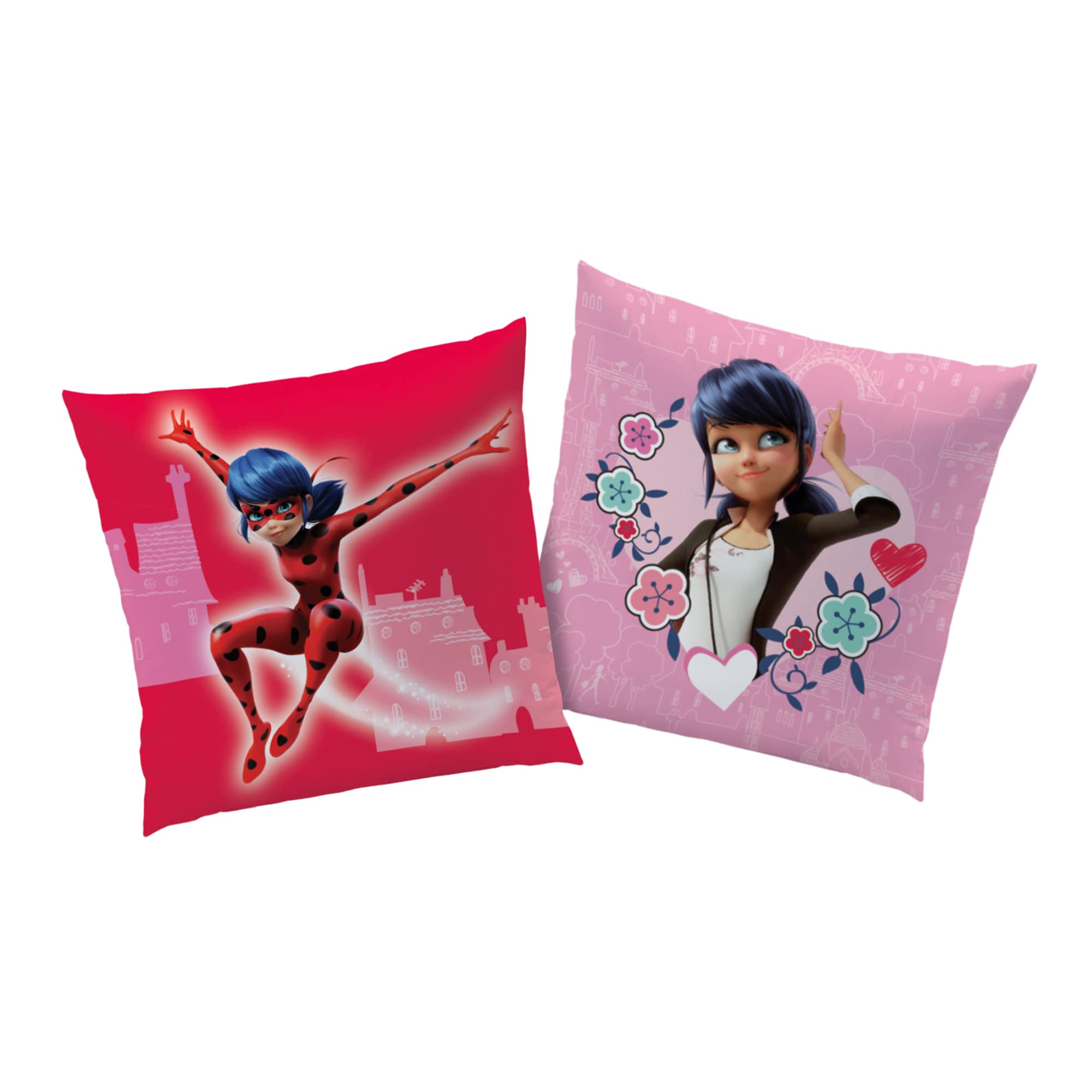 La Marinette Coussin Deux Faces Imprimées 100% Polyester, Secret Rose Miraculous Coussin Fille Marinette Rose