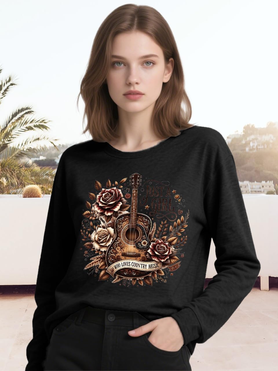 Women Nashville Shirts Vintage Rock Country Music T Shirt Long Sleeve Vacation Loose Fitting Tops - Image 3