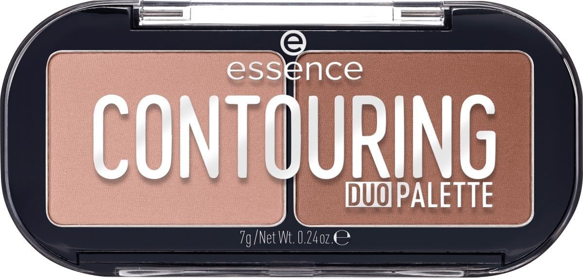essence CONTOURING DUO PALETTE, poeder, nr. 10 lighter skin, bruin, direct resultaat, mat, veganistisch, microplastic deeltjesvrij, nanoartikel vrij (7g)