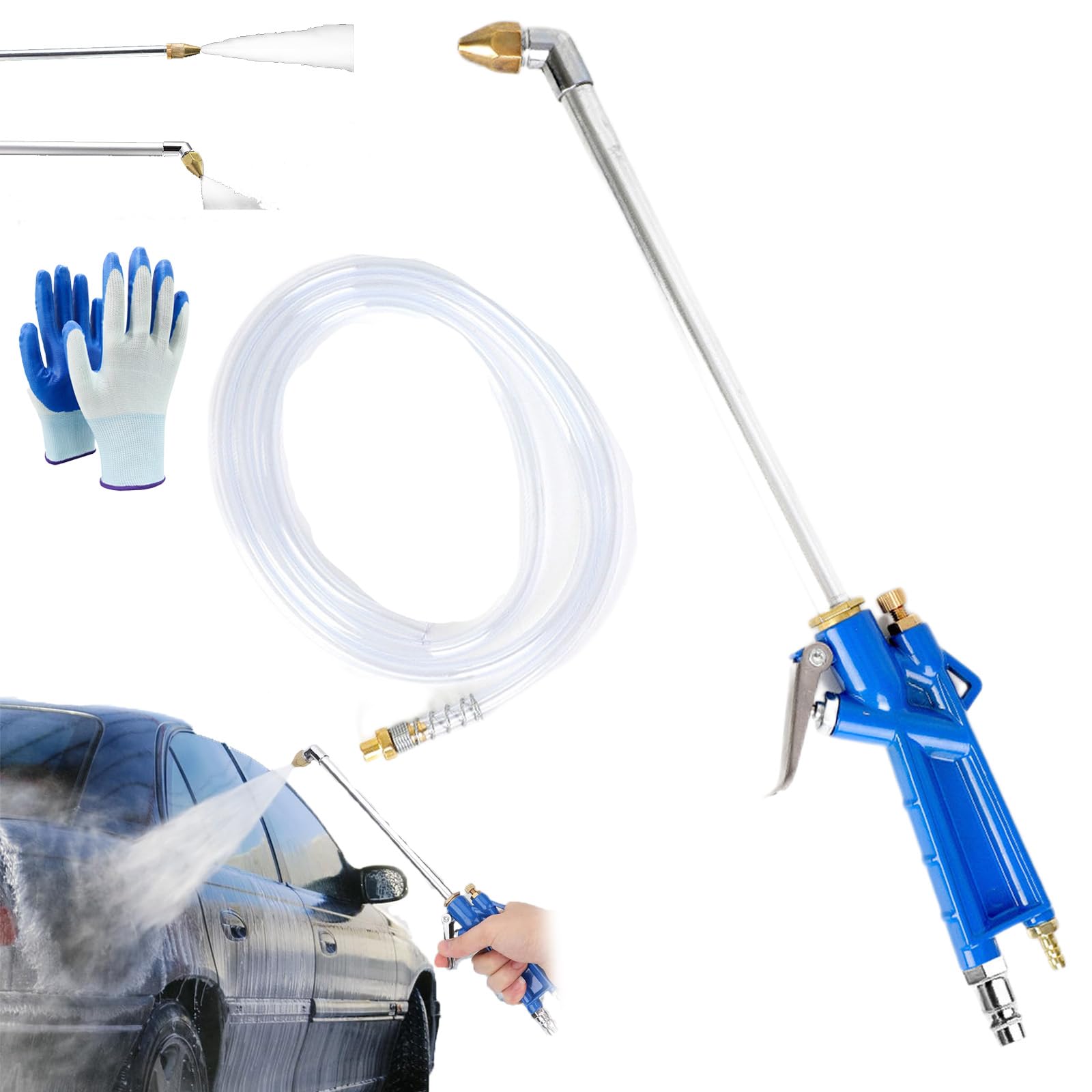 Hochleistungs Druckluftpistole, Druckluft Ausblaspistole Für 1/4" Bsp Schnellkupplung, Druckluft Reinigungspistole Mit Schlauch, Perfekt Für Autoreparaturen, Werkstattreinigungen (Winkel)