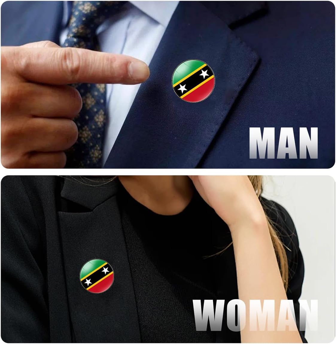 4 Pcs St. Kitts and Nevis Flag Pin Round 1 Inch, Lapel Pins Souvenir Badge for Hat Clothes Backpack ,Saint Kitts and Nevis Flag Brooch Accessories Party Favors,Patriotic Pin Accessories for Men/Women - Image 5