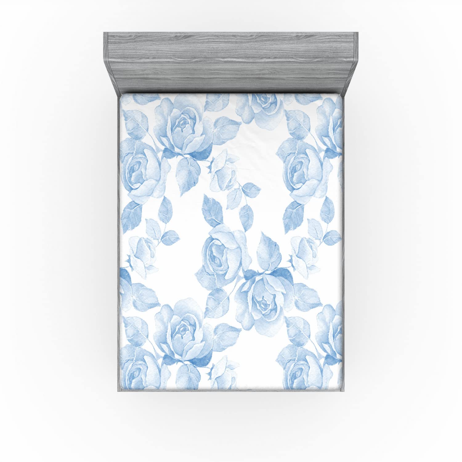 Ambesonne Spring 2 Pack Fitted Sheet, Floral Dreamy Branch, Bed Cover All-Round Elastic Deep Pockets 2 Pieces, Package Contains 2 Full Size Fitted Sheets, Soft Blue