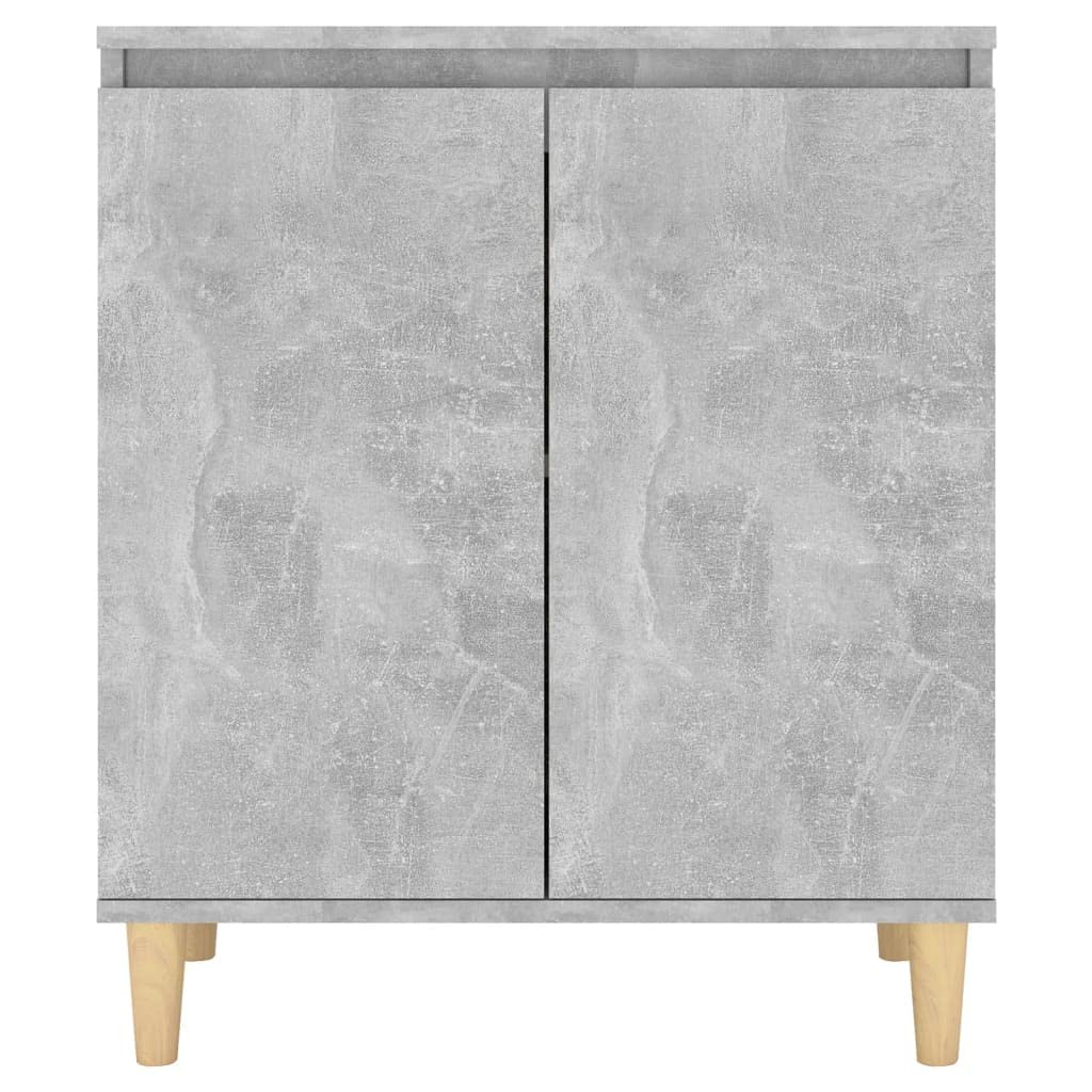 Buffet Enfilade scandinave en Bois d ingénierie Gris béton, 4 Pieds en Bois Massif d Eucalyptus, Meuble Rangement 60 x 35 x 70 cm pour Salon Salle à Manger