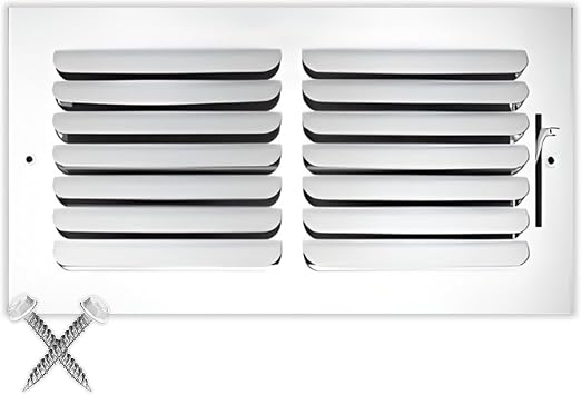 8" X 6" 1-Way Fixed Curved Blade AIR Supply Diffuser - Vent Duct Cover - Grille Register - Sidewall or Ceiling - High Airflow - White