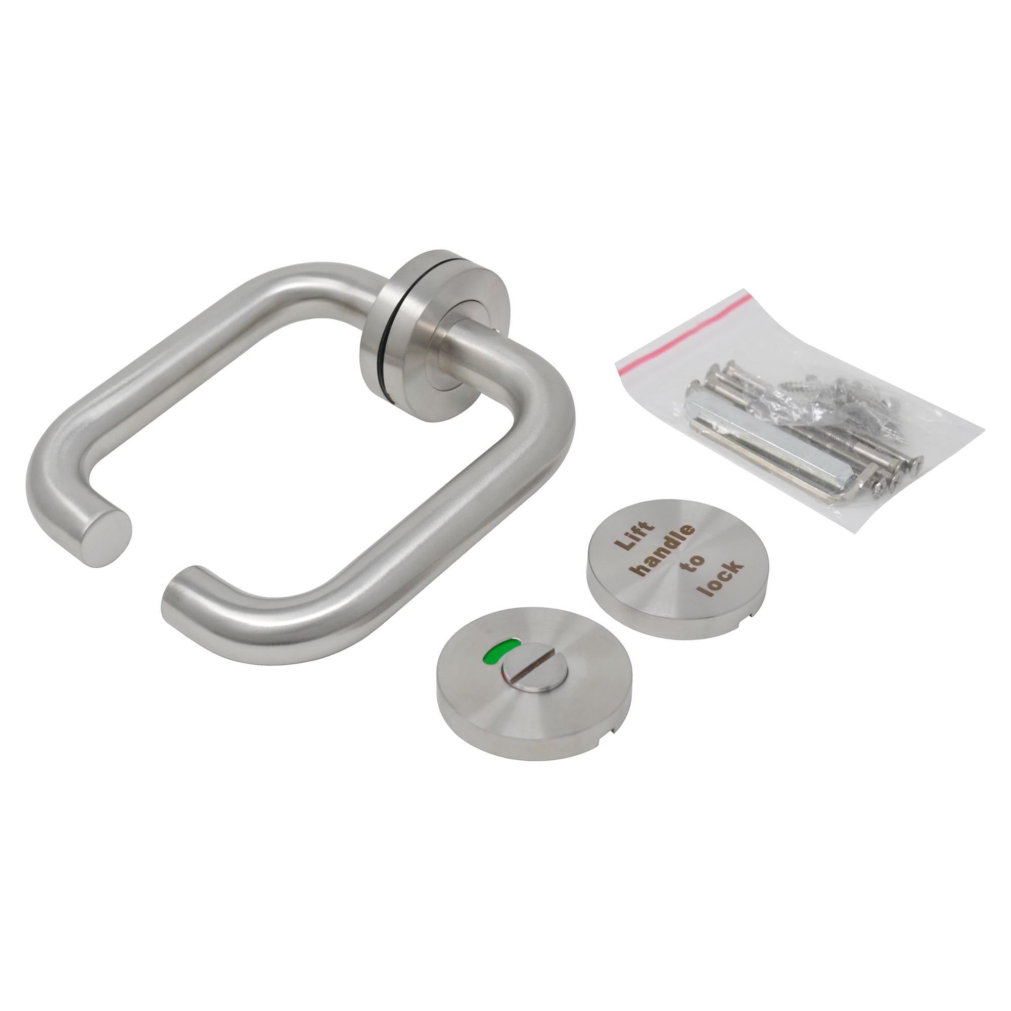 ZEROplus Accessibility Bathroom Door Lever and Lock Set, Lift to Lock Design, Stainless Steel