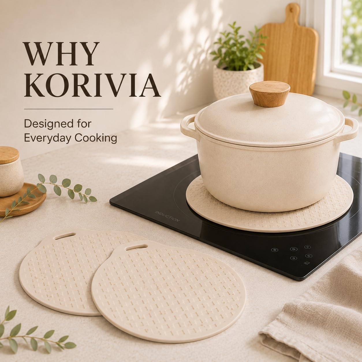 Ivory Induction Cooktop Protector, 2-Pack, Platinum Silicone, Korea