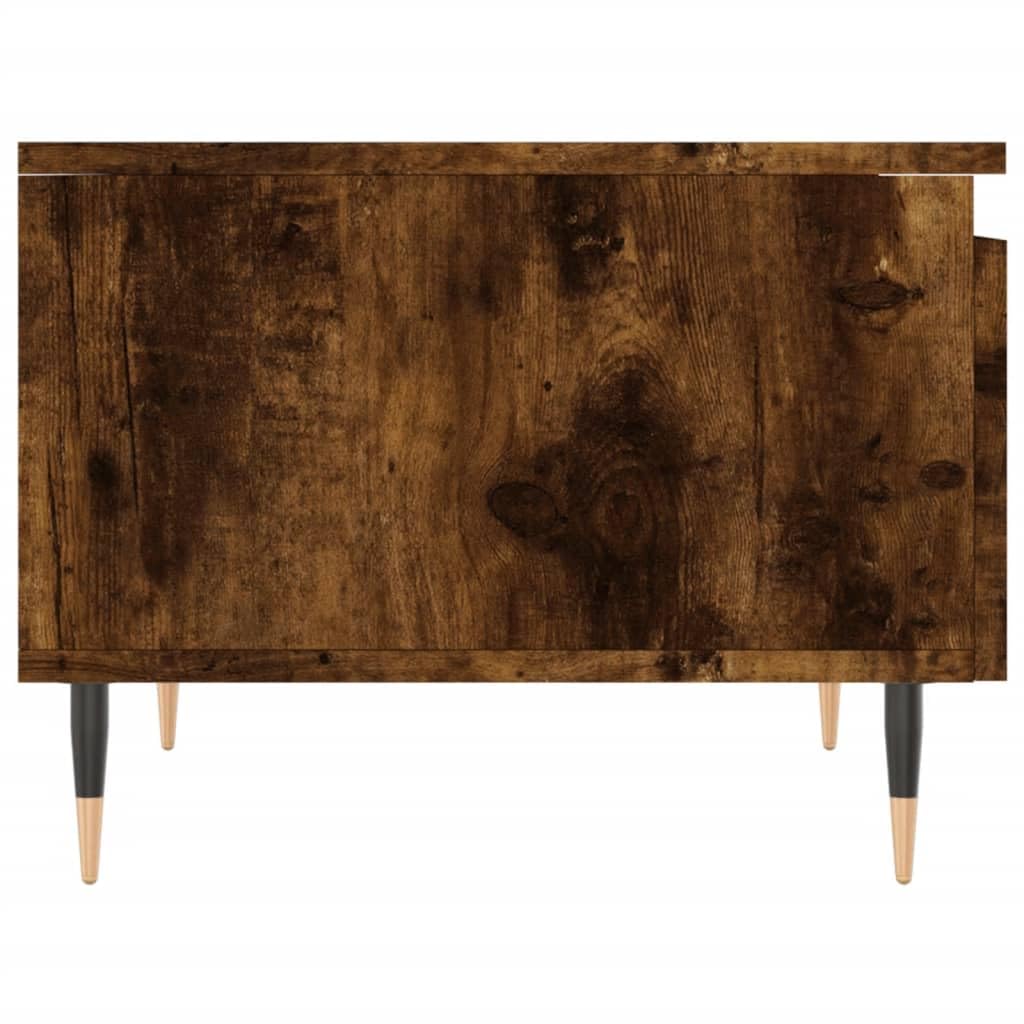 Hothingwell Stolik kawowy 2 szt. Drewno inżynieryjne Dąb wędzony 50x46x35 cm | Z szufladą do przechowywania, metalowe nóżki, wytrzymała góra, łatwa do czyszczenia