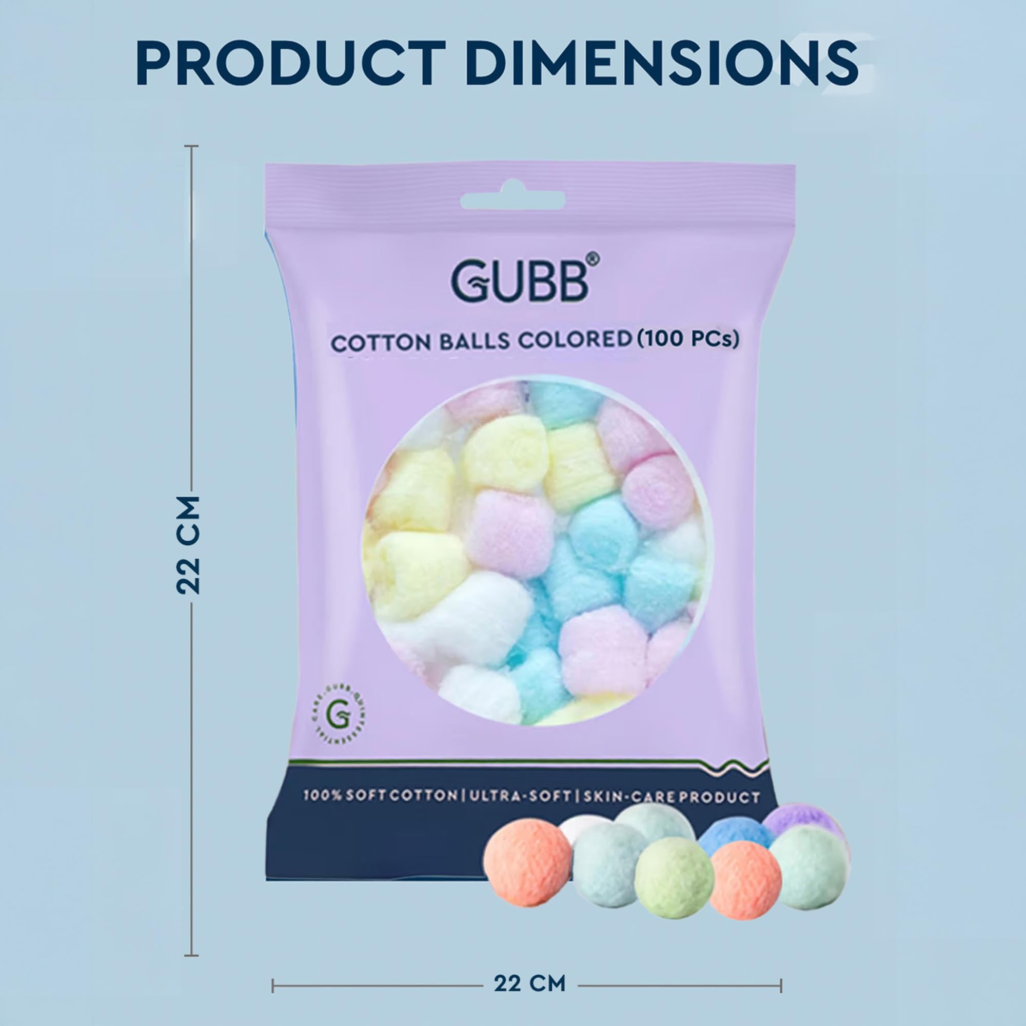 GUBB Coloured Cotton Balls For Face Cleansing & Makeup Removal 100 Pieces 3