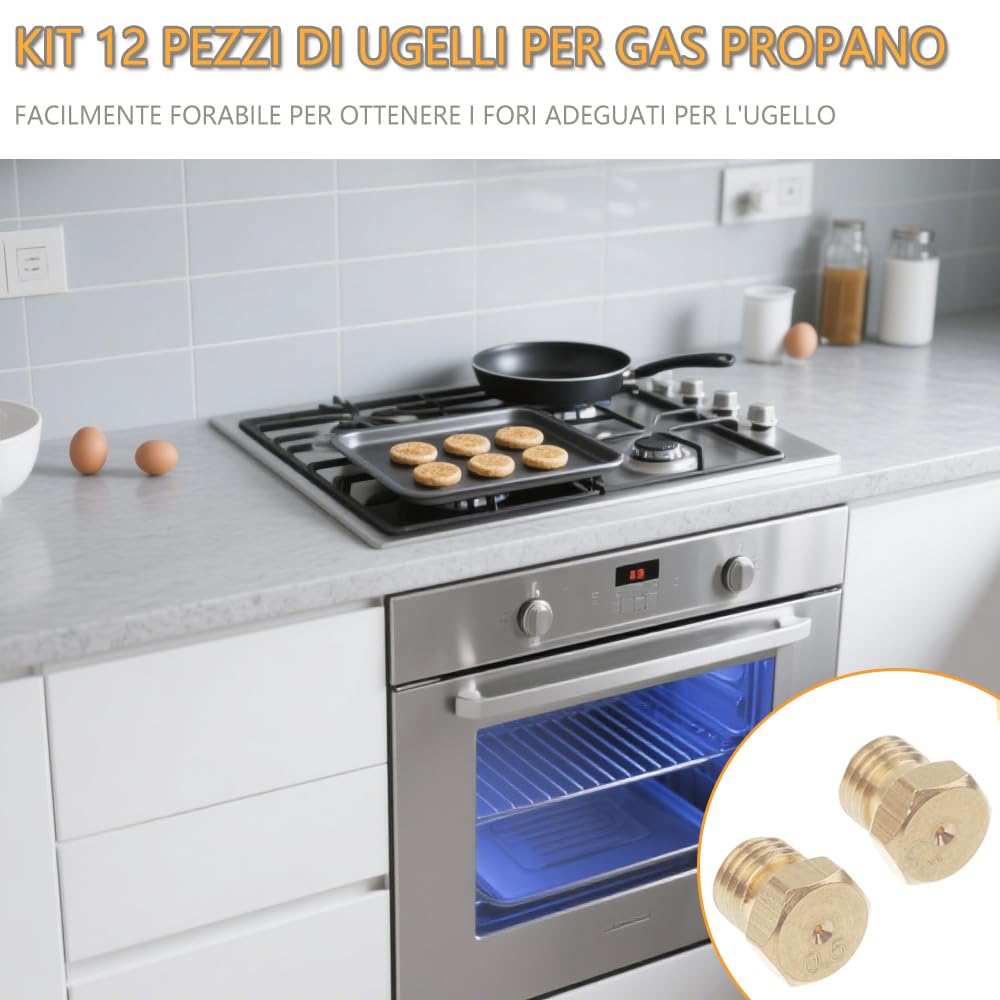 12 uniwersalnych dysz do gazu z metanu, 2 x 0,5 – 0,7 – 0,8 – 0,90 – 0,90 – 0,95 – 1,1 mm – zestaw do konwersji na gaz propanowy, calor propan