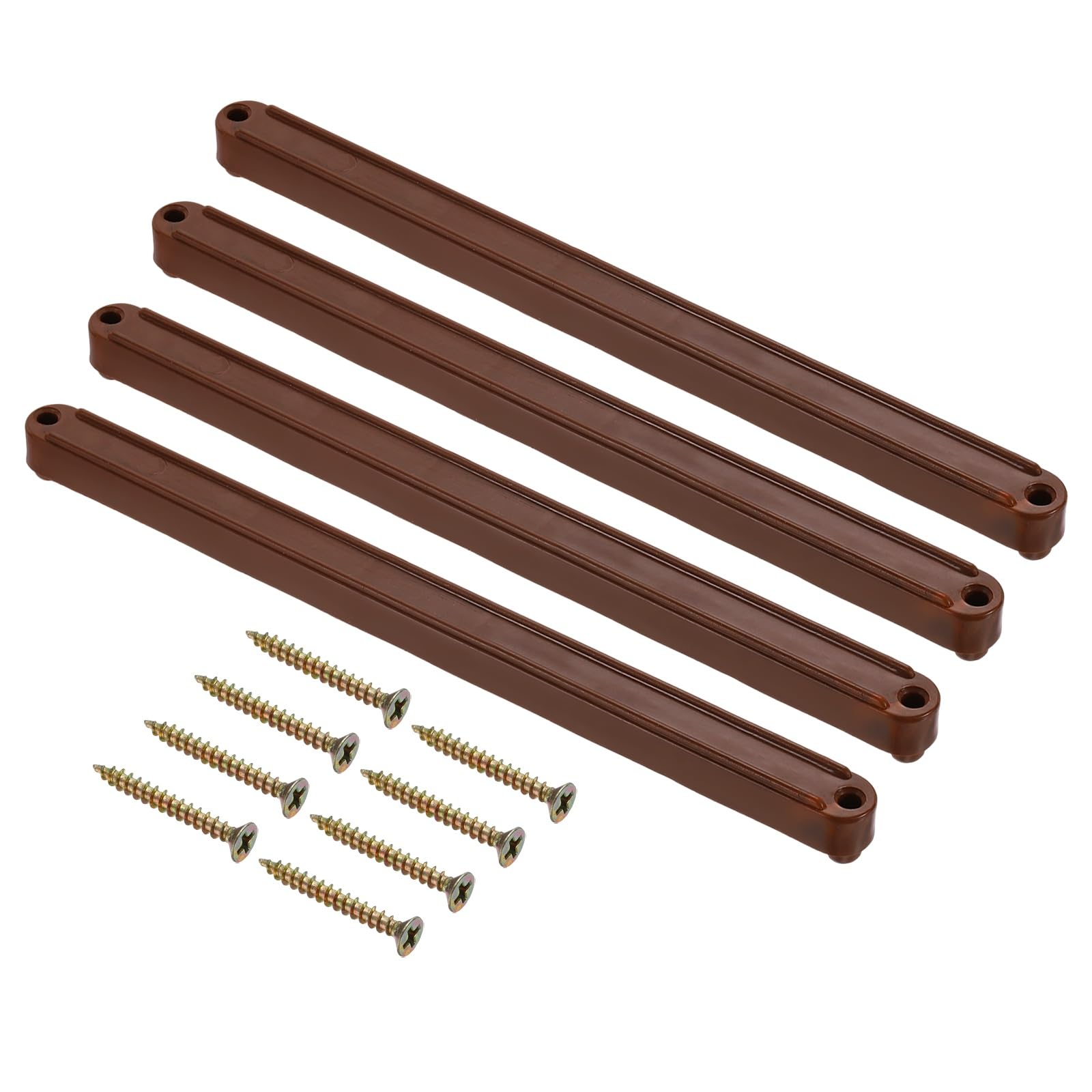 sourcing map Drawer Slides, 8Set 235mm - Plastic Drawer Rails with Screw, Side Mounted Grooved Guide Rail for Cabinet Bedside Table Wardrobe Dresser (Brown)