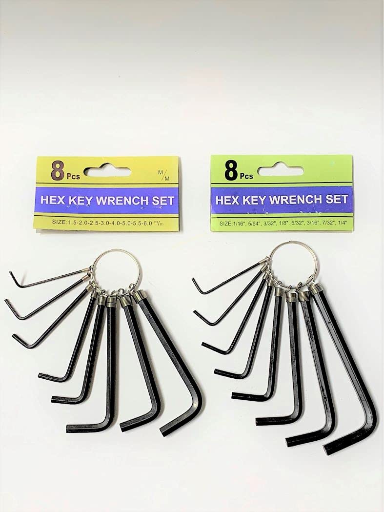 Hex Key Set, SAE/ Metric, 16-Pieces Hex Key Set (SAE/Metric)