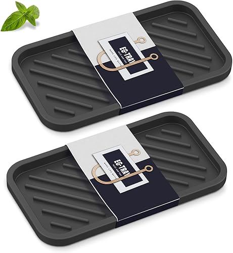 EG-SIPRO Bandeja organizadora de fregadero de cocina, soporte de esponja para fregadero de cocina, bandeja de baño, bandeja de esponja de silicona