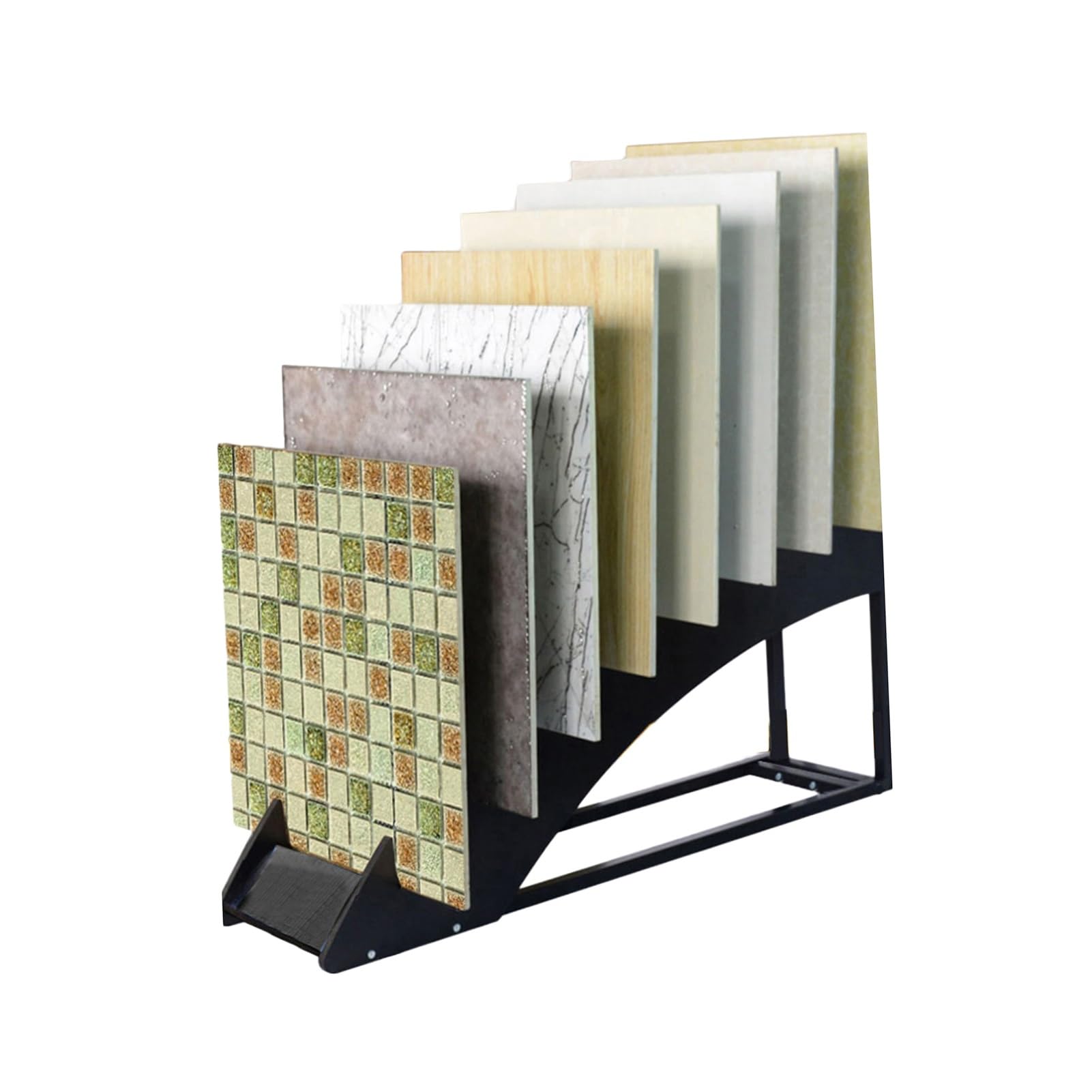 Eoweiot 15 Tier Floor Standing Tile Display Rack, 2cm Wide Groove Sample Storage Stand for Furniture Showroom (Rack Only)