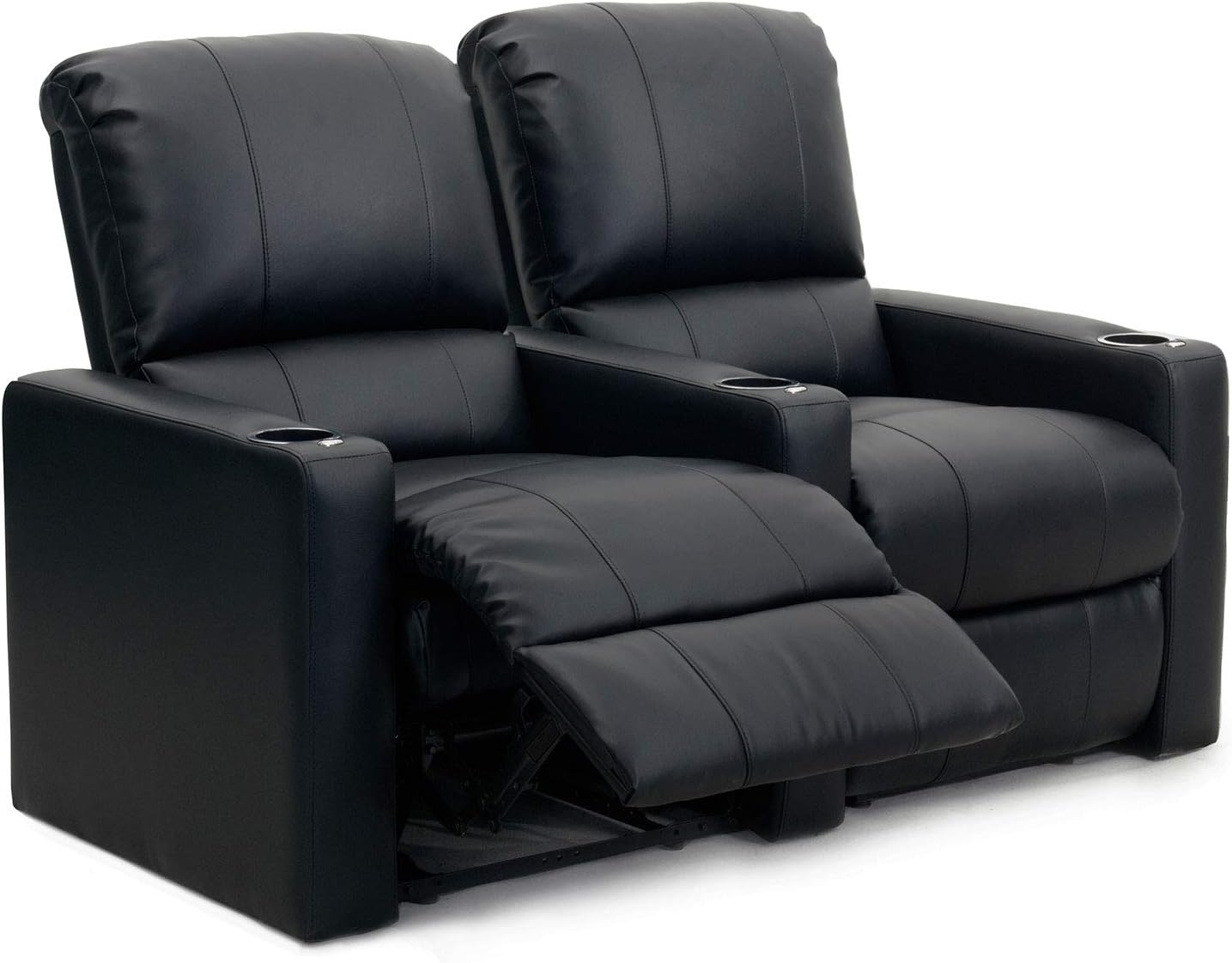 Octane Seating Charger XS300 | Space Saver Design | Row 2 Home Cinema Chairs | Black Bonded Leather | Chaise Style Footrest | Lower Lumbar Support | Tall Seatback