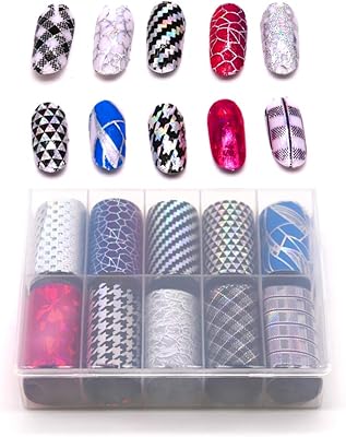 10 Sheets Nail Holographic Stickers Nail Foil Transfer Sticker for DIY Nail Art Decoration (Style 07)