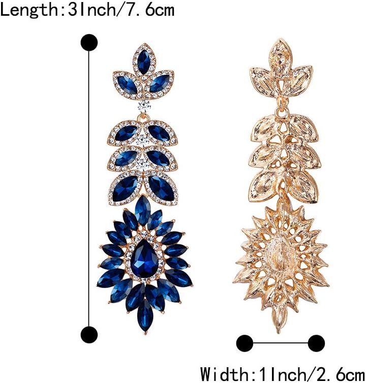 BriLove Women's Wedding Bridal Crystal Marquise Halo Chandelier Pierced Dangle Earrings - Image 4