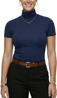 Long Sleeve Turtleneck Women Stretch/Short Sleeve Tops Fitted Tee Shirt