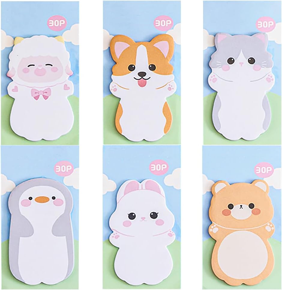 Amazon.com : 6 PCS Cute Sticky Notes Set, Kawaii Stick Note Cute Memo ...
