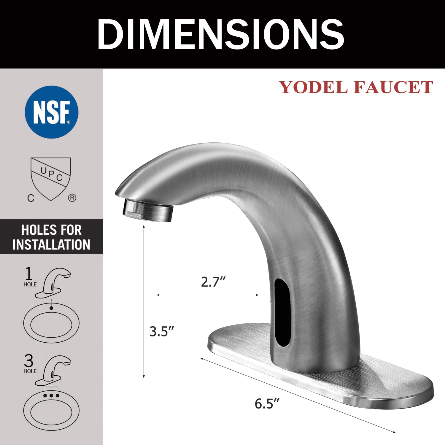 Yodel Faucet Brushed Nickel Touchless Bathroom Sink Faucet with