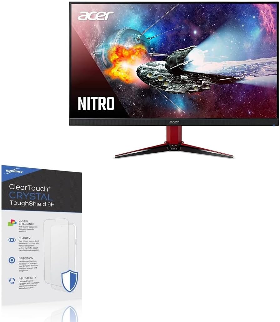 BoxWave Screen Protector Compatible With Acer Nitro VG2 (VG272) - ClearTouch Crystal ToughShield 9H (2-Pack), Clear 9H Tough Flexible Film Screen Protector