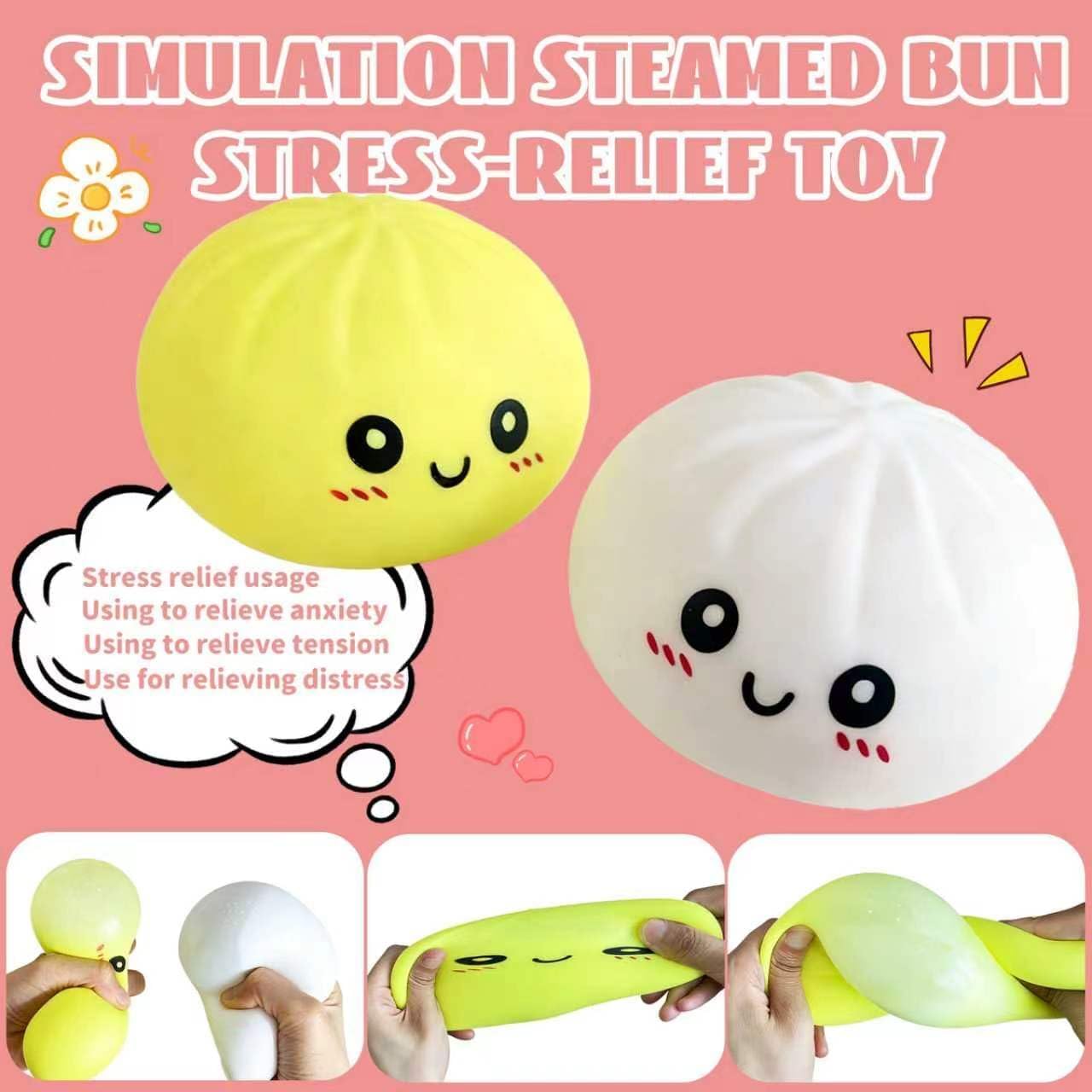 4PCS Dumpling Squishies Stress Balls, Dumpling Mystery Dumpling Squishy,Dumpling Stress Ball Large Squeeze Dough Ball Stress Relief Toy for Adults — view 4