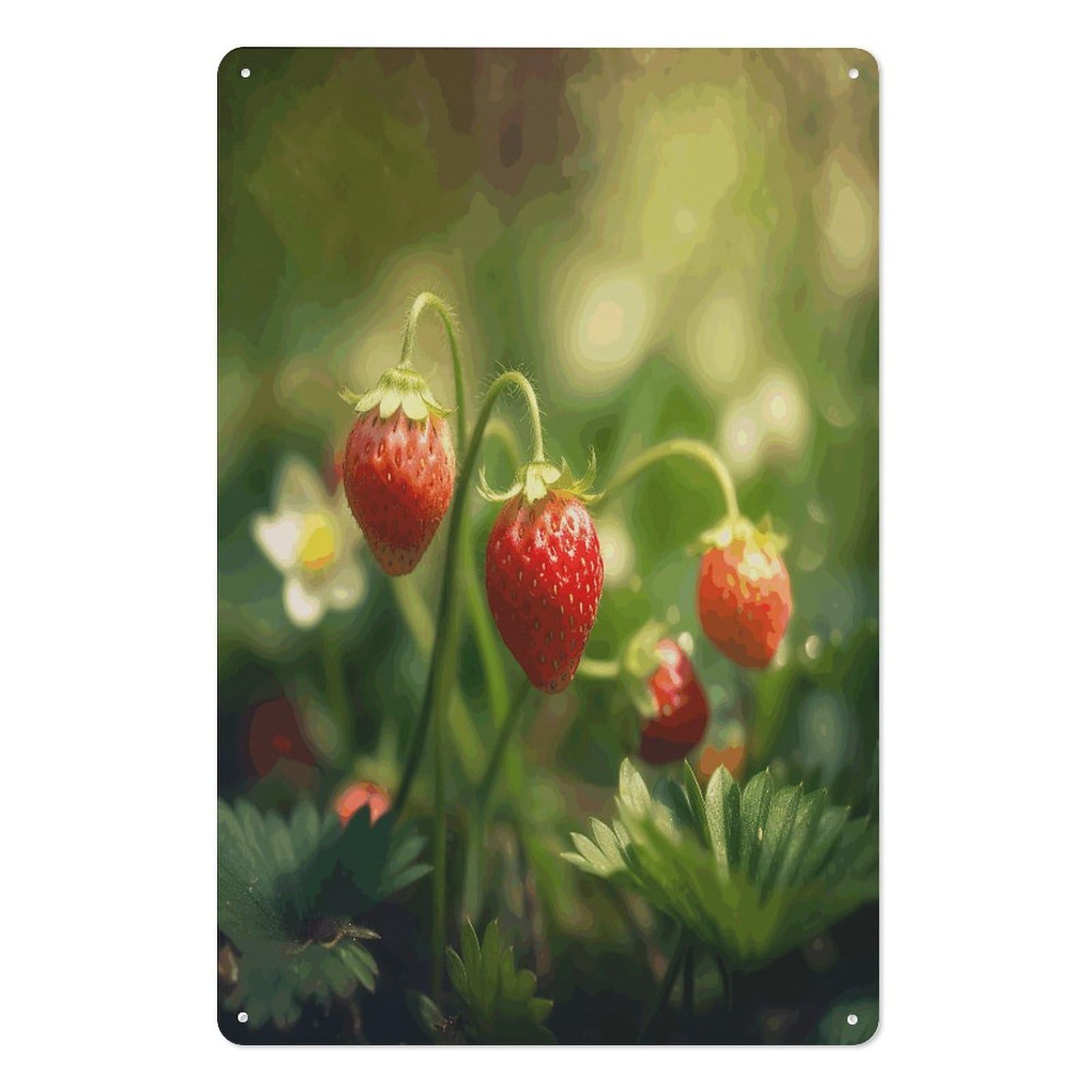 Adfgyerh Style Strawberries On The Grass Tin Sign Hanging Art Prints,Wall Decor For Gifting And Party Decoration 7.9X11.8 Inch,Wall Art For Home Garden Greenhouse Living Room Bedroom Yard