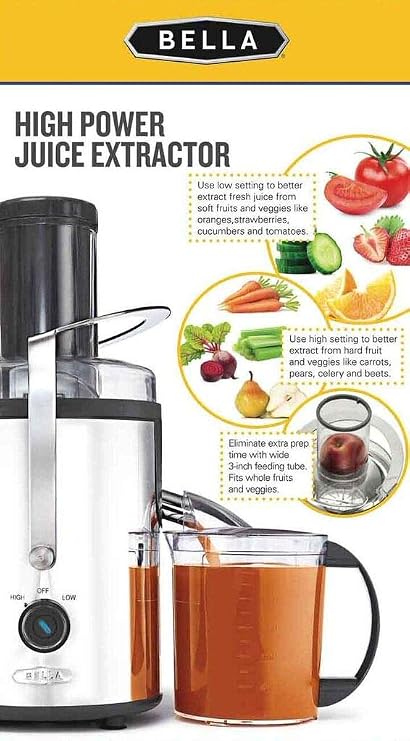 Amazon.com: Bella Extractor de jugo de alta potencia : Hogar y Cocina