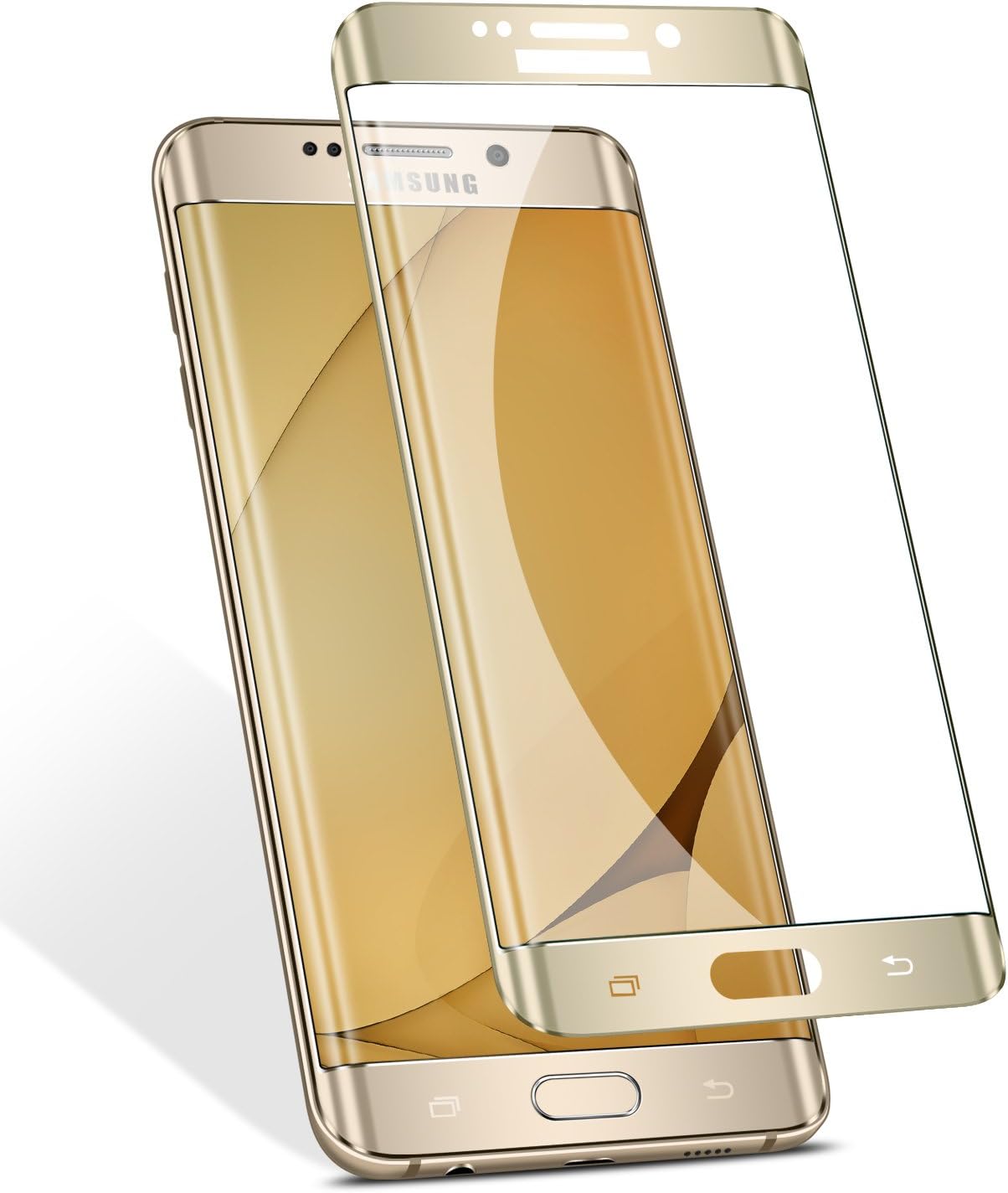 Galaxy S6 Edge Screen Protector,Elebase 3D CurvedTempered Glass,Anti-Scratch,9H Hardness,Full Coverage,Anti-Bubble Clear Film for Samsung Galaxy S6 Edge (Gold)