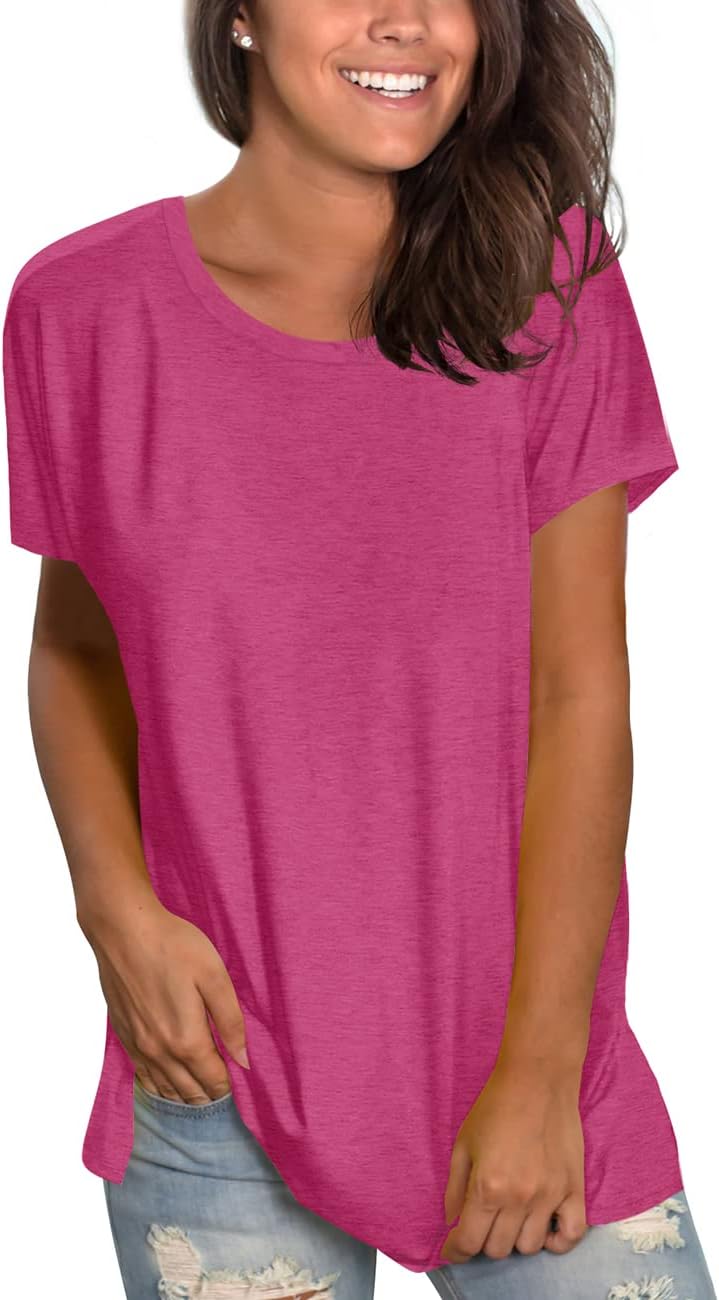 Saloogoe Womens Loose Fit Tshirts Short Sleeve Summer Tops Casual Workout Yoga Tunic T Shirts Tops - Image 2