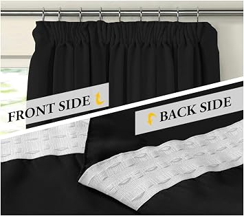 BellaHills Blackout Curtains Short Curtains for Bedroom - Thermal Top Tape Blackout Curtain Drapes for Home Decoration Room Darkening Window Treatment for Light Blocking 46 x 54 Inch, 2 Panels, Black