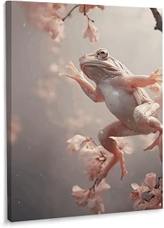 White-Headed Tree Frog Canvas Wall Art 15.7x11.8inch Wall Painting Modern Prints Artwork Posters Frame-Style for Living Room Bedroom Kitchen Home Decor