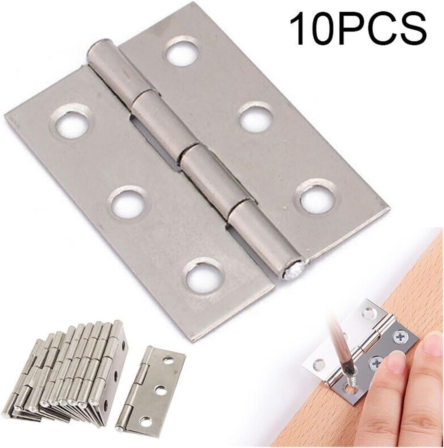 10Pcs Stainless Steel Door Hinges 2 Inch Cabinet Hinge Connector Door Window Flat Hinges Bookcase Drawer Furniture Hardware
