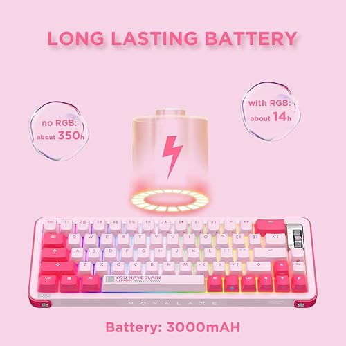 Miniatura 4 de YUNZII Royalaxe Y68 - Teclado mecánico inalámbrico intercambiable en caliente con retroiluminación RGB, teclas PBT de doble disparo para