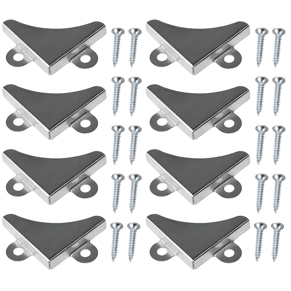 Ontrjiyg Silver 8Pcs Mirror Corner Fastening Bracket With Screw Mirror Clips Metal Mirror Corners For Fixing Bathroom Glass Hanging Pictures