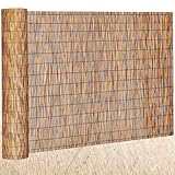 Barydat 1 Pcs 4 x 16.4 ft Reed Fence Roll, 85% Shade Bamboo Privacy Screen, Natural Decorative Reed Fencing for Outdoor Garden Backyard Patio Balcony