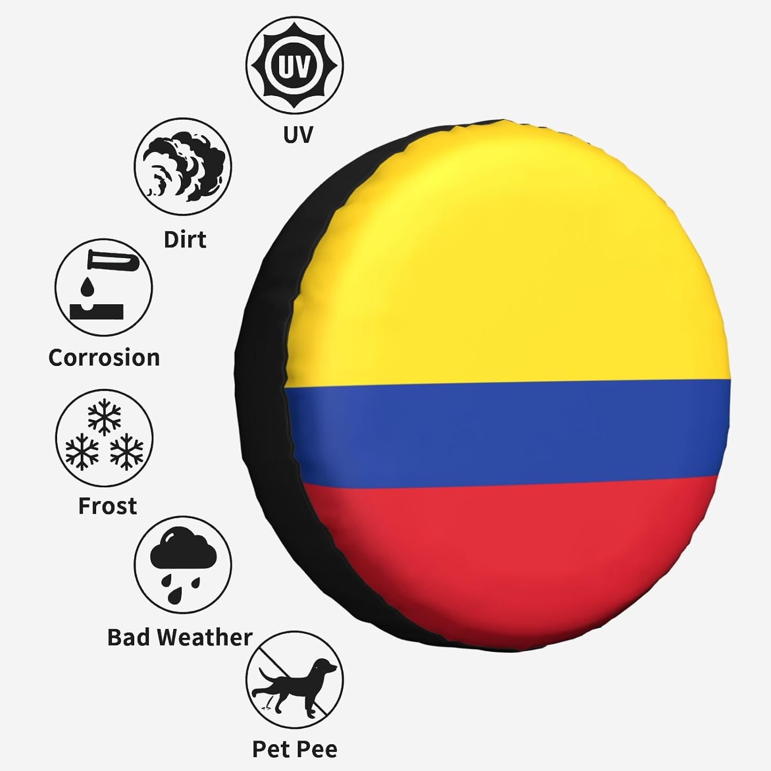 Flag of Colombia Print Tire Cover Universal Spare Wheel for Trailer Rv SUV Truck Camper Travel Accessories
