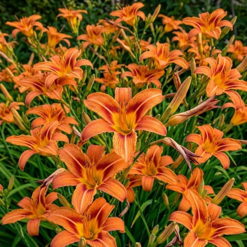 Pack 10 Daylily Bulbs for Planting Spring, Fast Blooming Hardy Perennial Lily Bare Roots for Outdoor Growing (Wild Orange Day Lily)