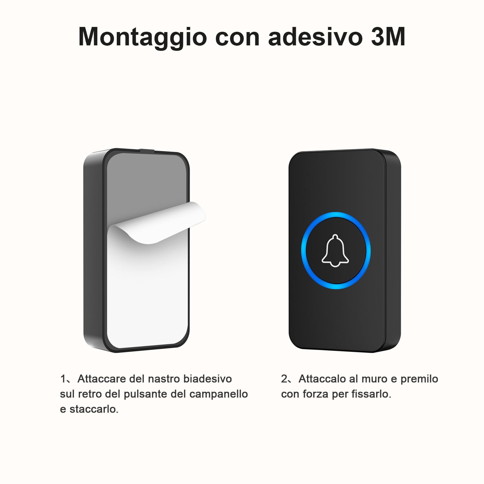 Campanello Senza Fili, Portata Wireless Doorbell, 36 Suonerie, 5 Volumi Selezionabili, Indicatori LED, IP55, 400m Lunga Portata per Casa, Appartamento (1 Trasmettitore + 1 Ricevitori)