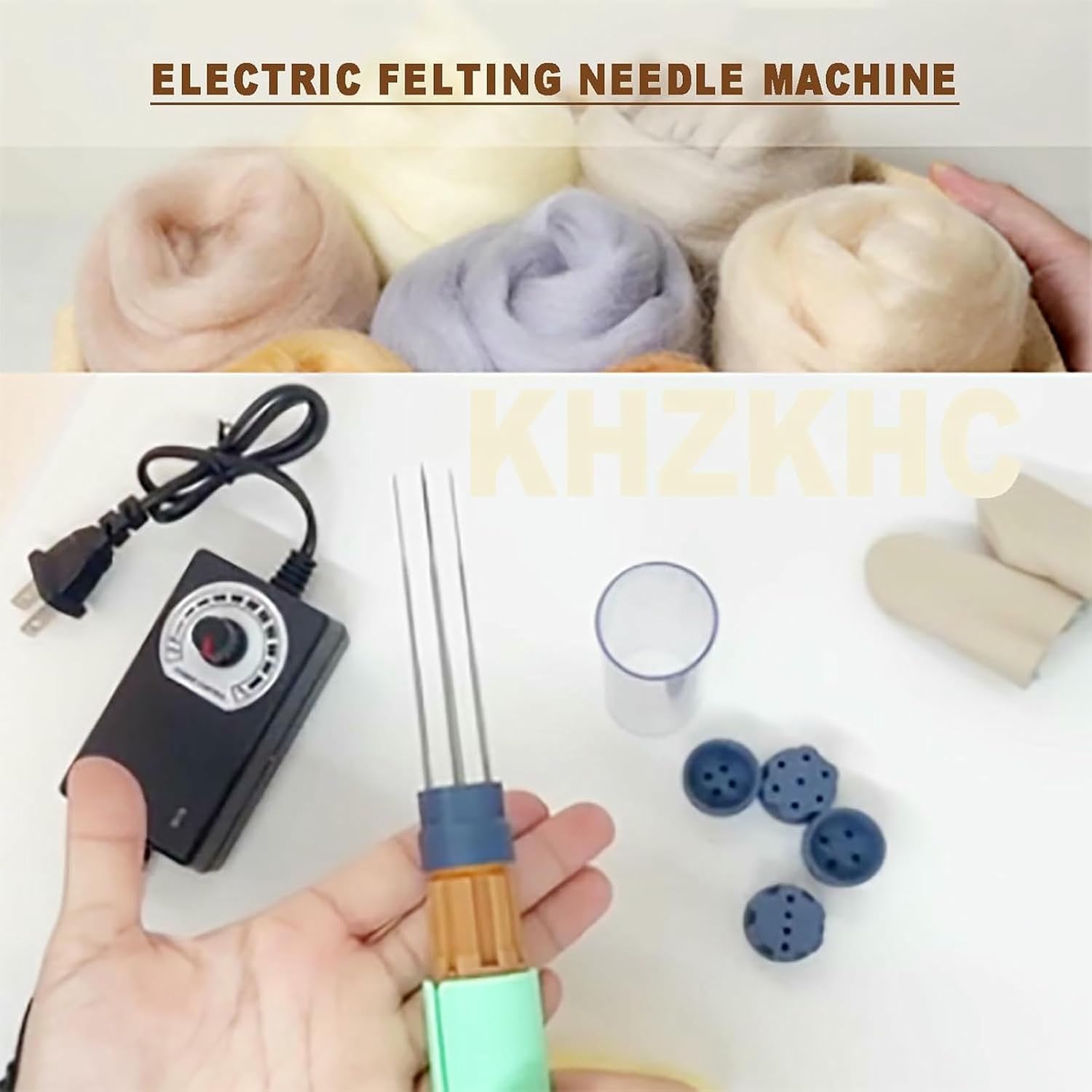 Electric Felting Needle Machine Kit, Electric Wool Felting Tool, Wool Felt Poking Tool Poking Needle, Wool Felt Craft Kit for Adults, Adjustable Speed