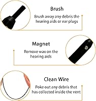 Vista 5 de Kit de limpieza de audífonos, 4 herramientas de limpieza de audífonos, cepillo de limpieza para audífonos con bucle de cera, herramienta de limpieza