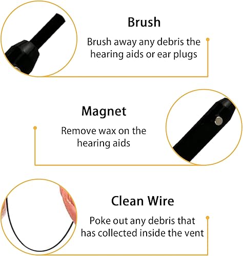 Miniatura 5 de Kit de limpieza de audífonos, 4 herramientas de limpieza de audífonos, cepillo de limpieza para audífonos con bucle de cera, herramienta de limpieza