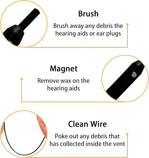 JEPELUS 4Pcs Hearing Aid Cleaning Kit, Hearing-aid Accessories Supplies