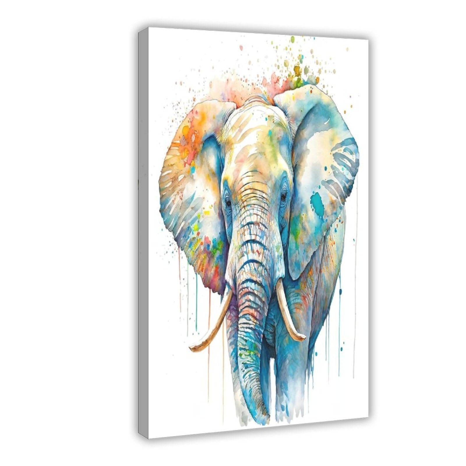 Bareronor Watercolour Elephant Poster Canvas Poster Bedroom Decor Landscape Office Room Decor Gift 12" L X 18" W