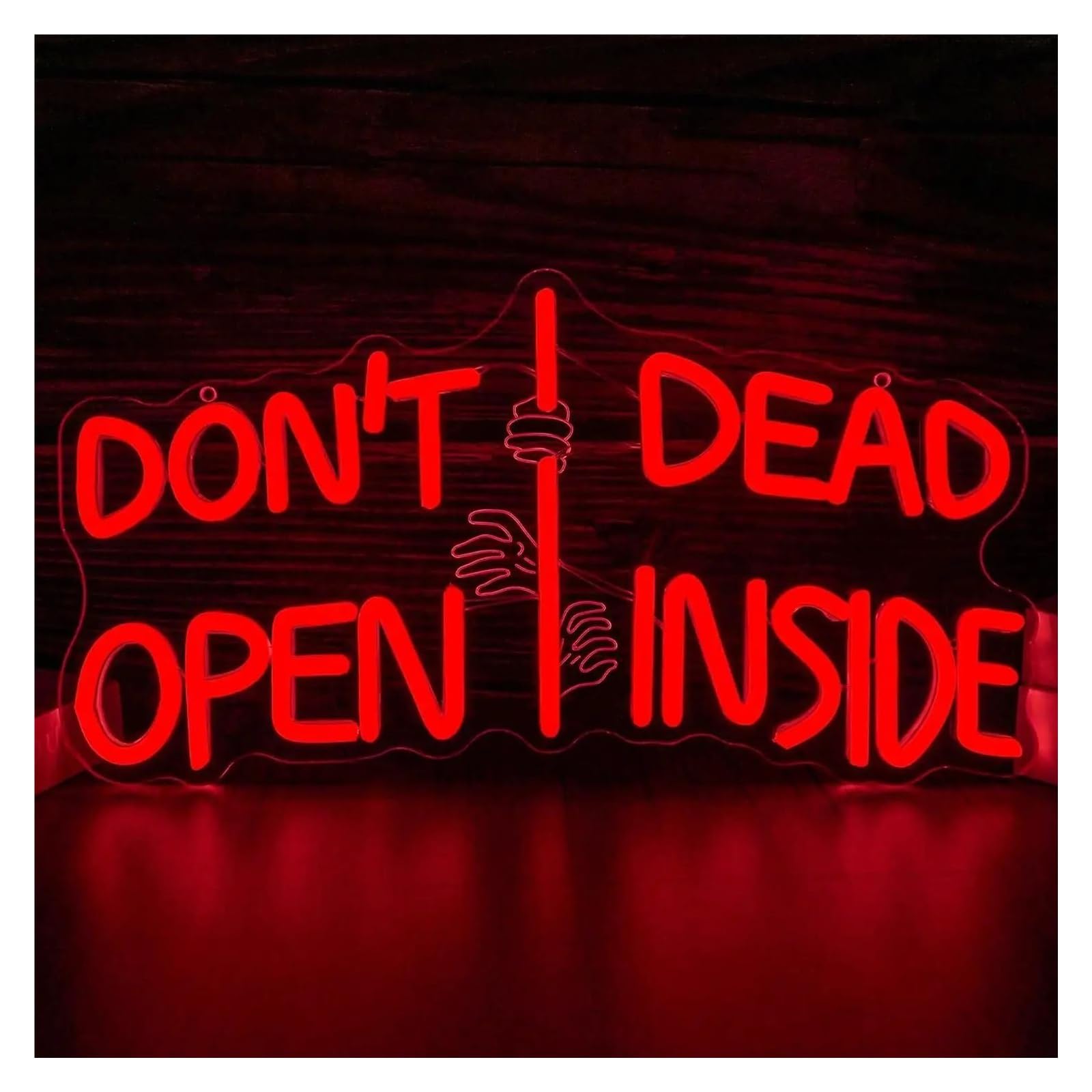 Insegna al Neon Insegna Al Neon Don't Open Dead Inside Dimmerabile | Luce LED A Tema Zombie Per La Stanza Dell'orrore Decorazioni Feste Gotiche 39.88cmx21.08cm