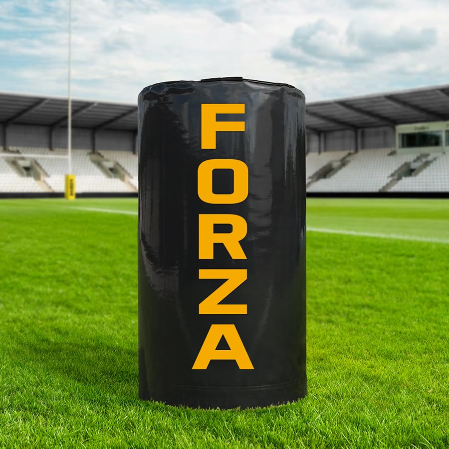 FORZA Low Height Rugby Tackle Bag – Pro Model Rugby Training Tackle Pad with Shock Reducing Foam Core, 615gsm Reinforced Cover & Padded Handles – Junior to Senior Contact Practice Bag (Black, Junior)