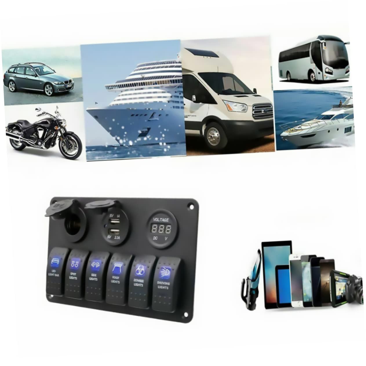 ARTIBETTER 1Pc Position Switch Panel with LED Voltmeter and Dual USB Ports Sturdy Circuit Breaker Protection for Boats Cars Rvs Motorcycles and Trailers