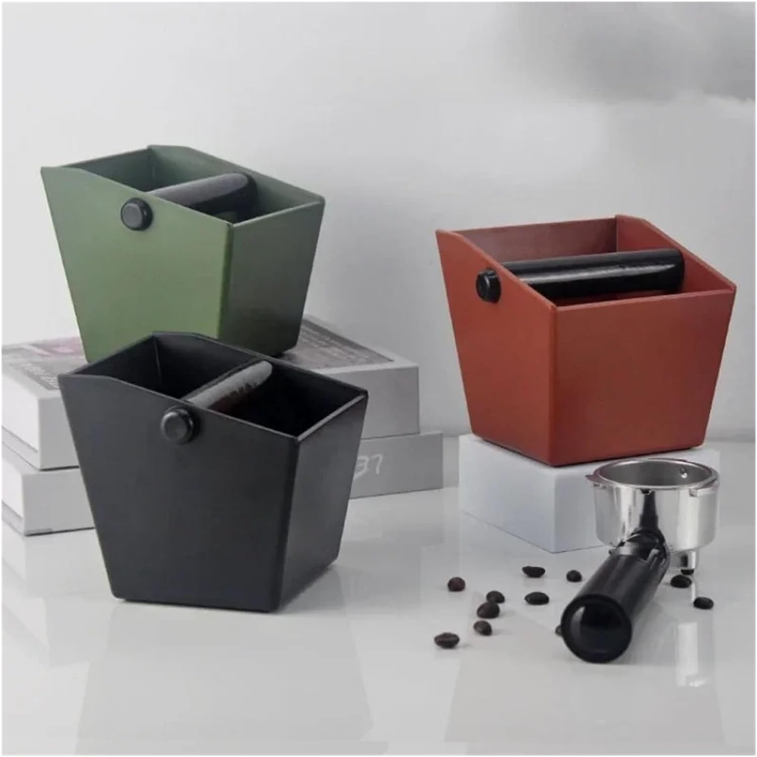 1pc Coffee Knock Box Easy To Clean Espresso Coffee Grounds Container With Removable Knock Bar Baristas Machine Accessories(Black)