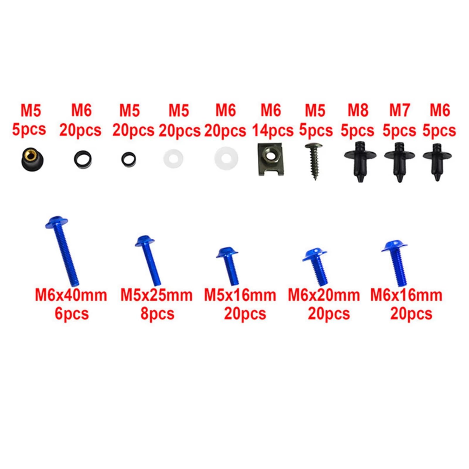 Compatibile Con 195PCS Viti Per Moto Carena Bullone Vite Dado Kit Viti Per Carrozzeria Kit Universale Per Moto Set Di Dadi E Bulloni Kit Viti Moto