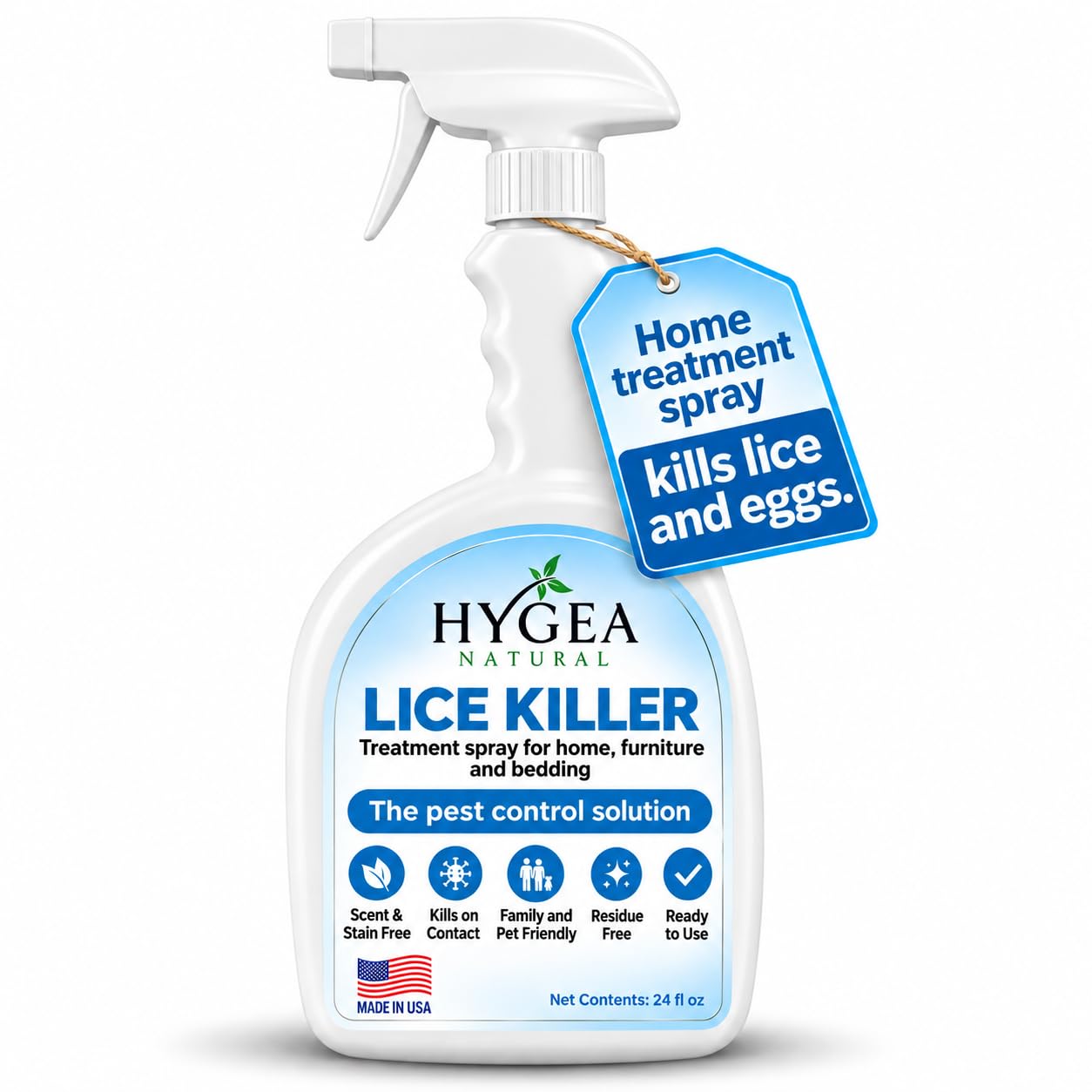 Hygea Natural Lice Killer Spray for Home &amp; Furniture 24 oz | Unscented