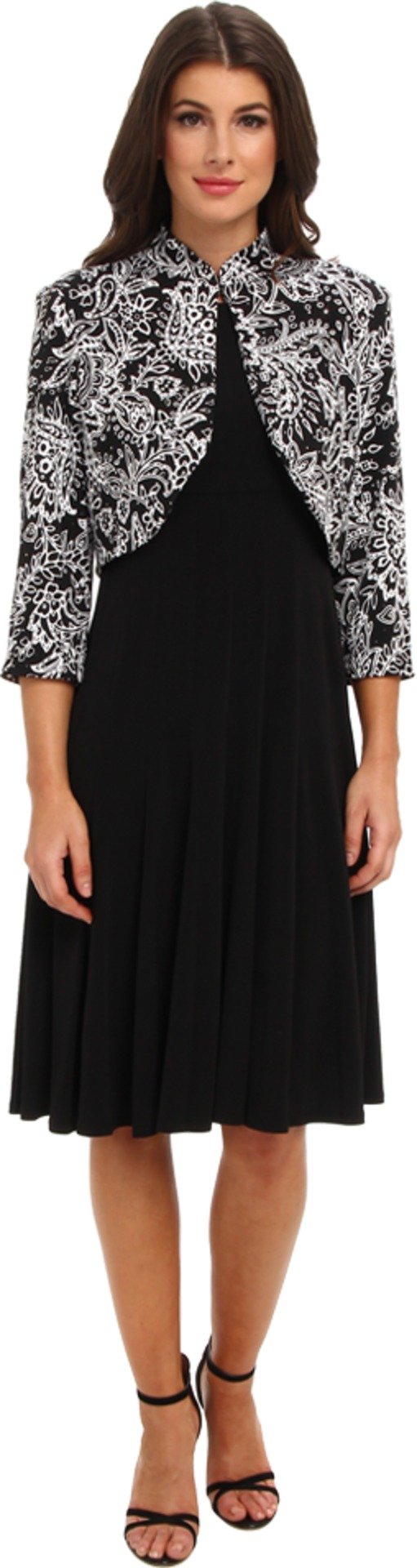 Jessica Howard Women's 3/4 Sleeve Printed Bolero Jacket Dress